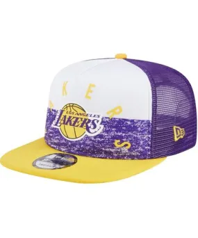 New Era Men's New Era Purple Los Angeles Lakers Arch A-Frame Trucker 9FIFTY SnapbackÃÂ Hat